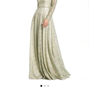 Mac Duggal Elegant Gold Lace Wedding Dress